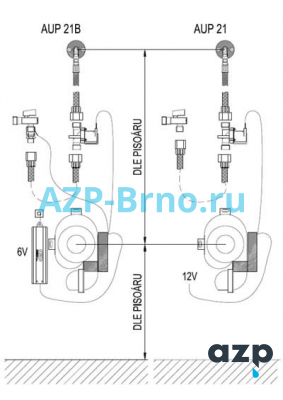 Автоматический смыв INTELLIGENT IQ для писсуаров AUP 21 AZP Brno Чехия (фото, схема)
